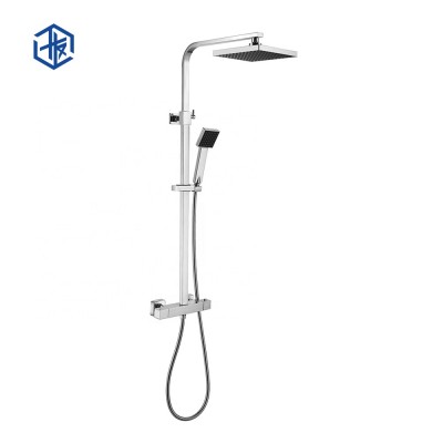 CE WRAS bathroom sanitary ware square shape hot cold water mixer faucet exposed installation thermostatic rain shower set