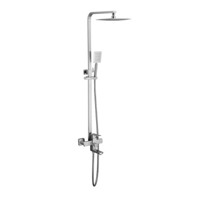 slim sleek column bathroom set 8 inch head rain 304 stainless steel adjustable height shower arm bath tub filler mixer CE faucet