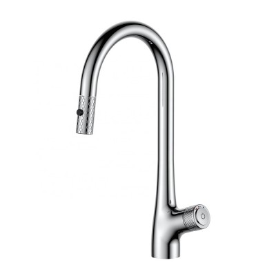 New style luxury cUPC fashion design pull out down kitchen faucet with push button switch