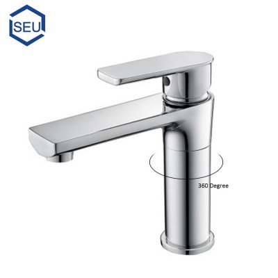 Long spout reach swivel single hole basin tap 1 lever handle water mixer bathroom sink faucet in polished mirror chrome finish