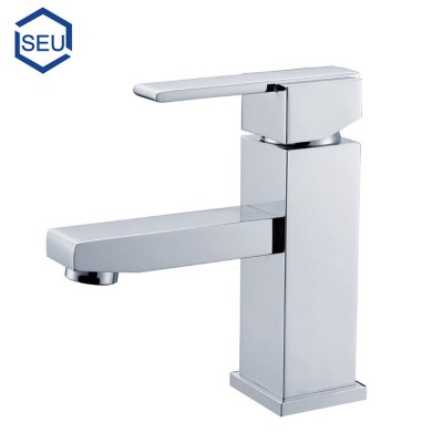 modern single hole 1 lever handle polished chrome plating lavatory bathroom sink tap cupc certified retangel design basin faucet